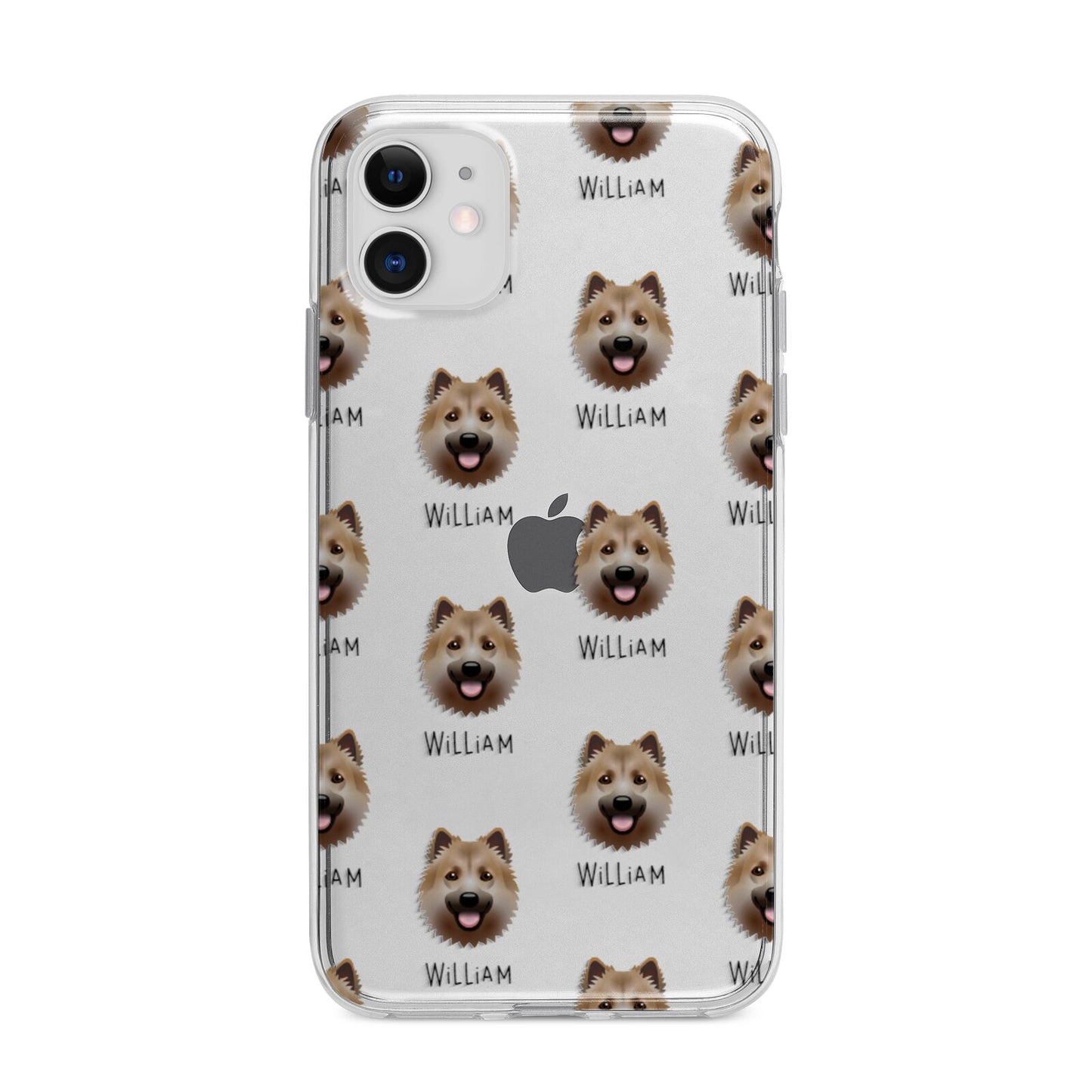 Icelandic Sheepdog Icon with Name Apple iPhone 11 in White with Bumper Case