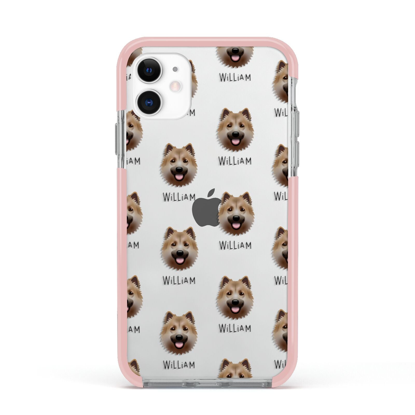 Icelandic Sheepdog Icon with Name Apple iPhone 11 in White with Pink Impact Case