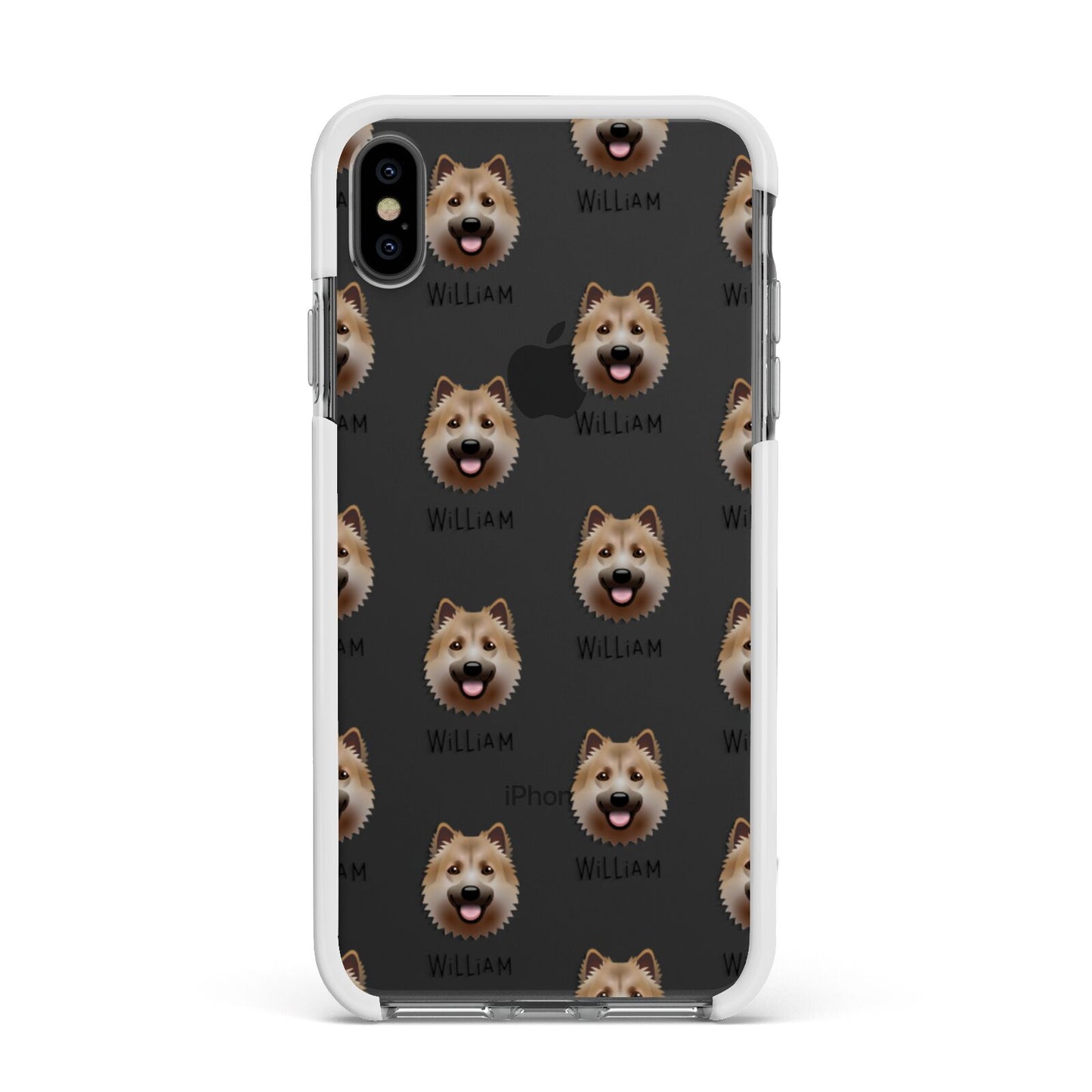 Icelandic Sheepdog Icon with Name Apple iPhone Xs Max Impact Case White Edge on Black Phone
