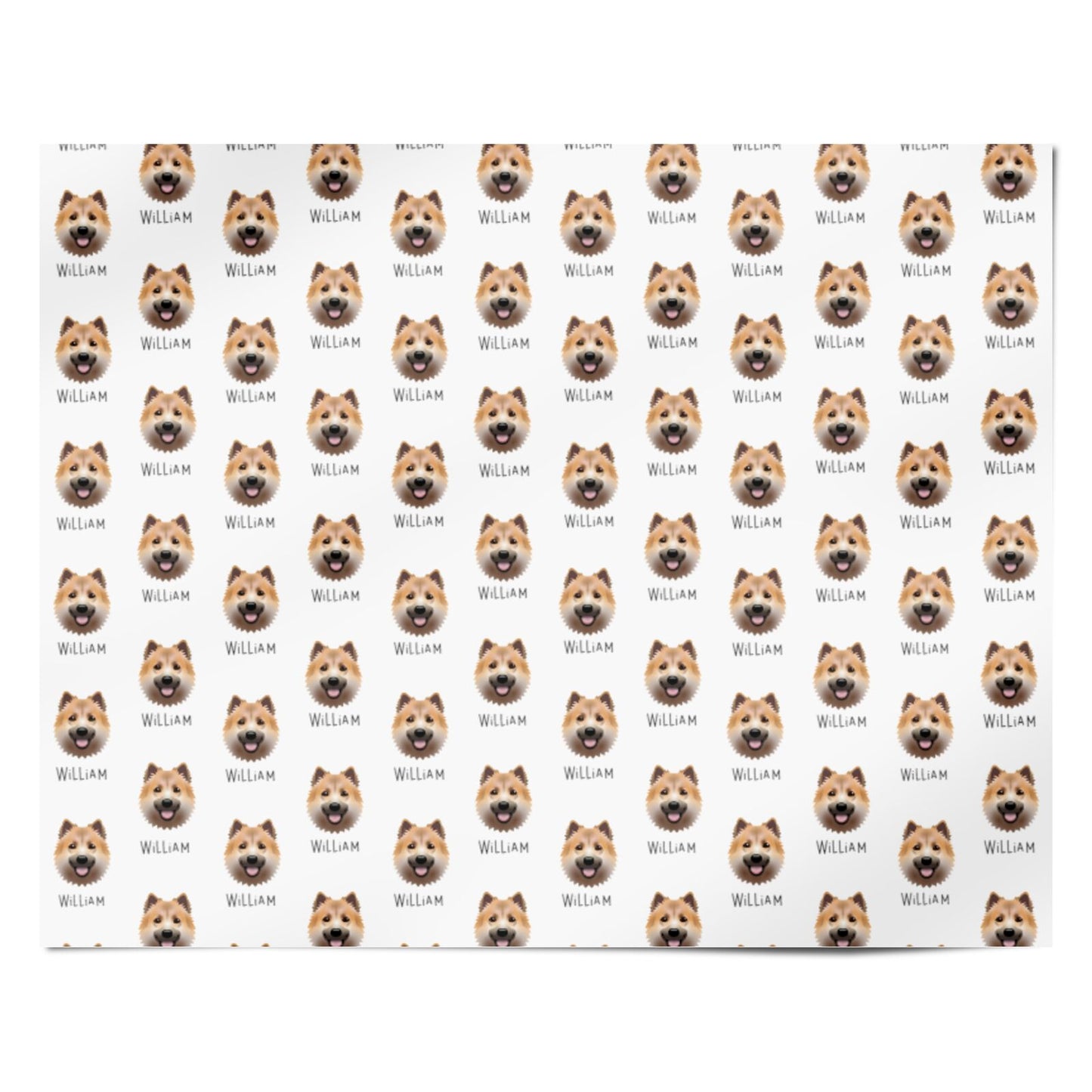 Icelandic Sheepdog Icon with Name Personalised Wrapping Paper Alternative