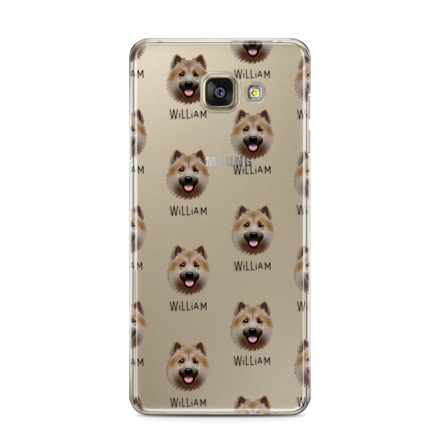 Icelandic Sheepdog Icon with Name Samsung Galaxy A3 2016 Case on gold phone