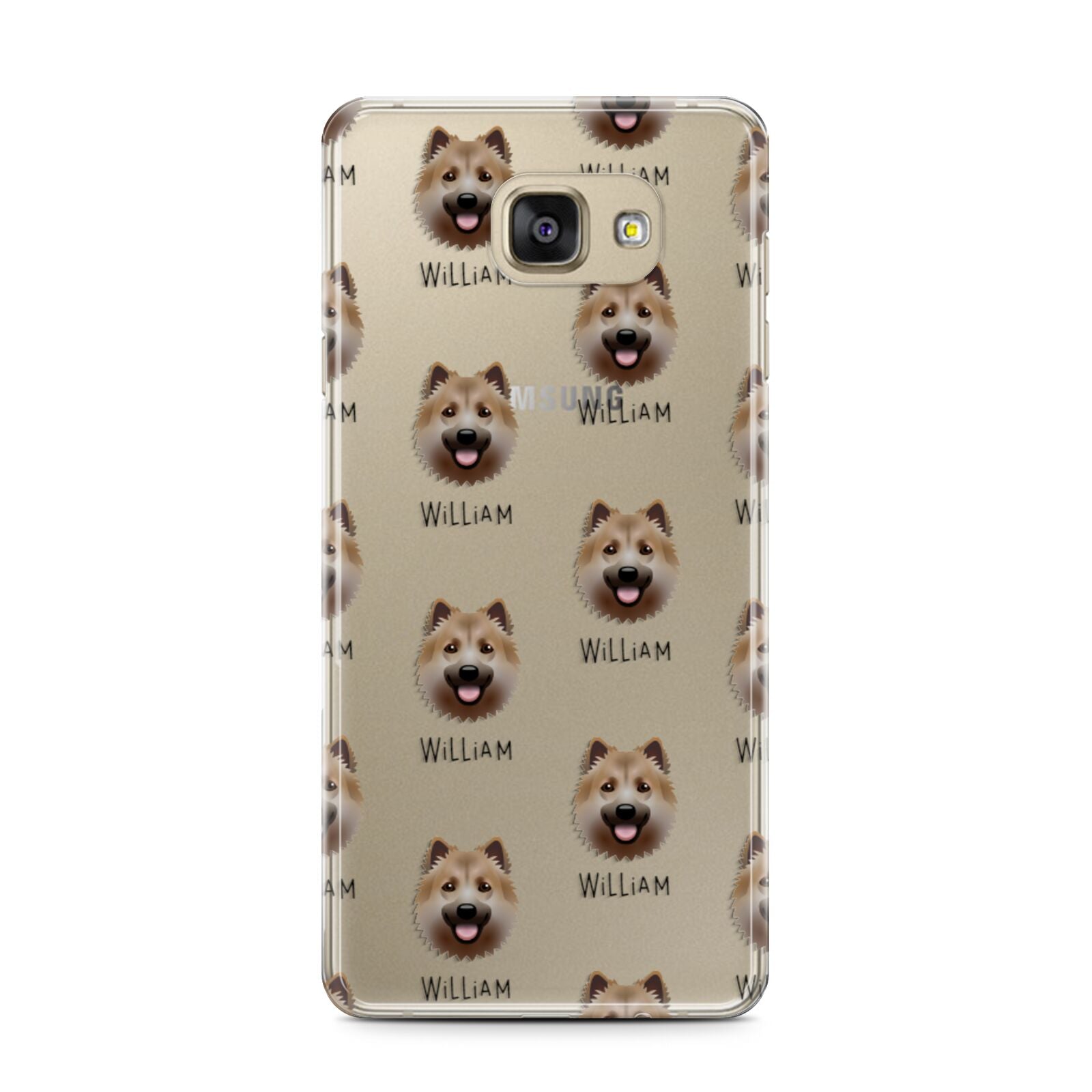 Icelandic Sheepdog Icon with Name Samsung Galaxy A7 2016 Case on gold phone