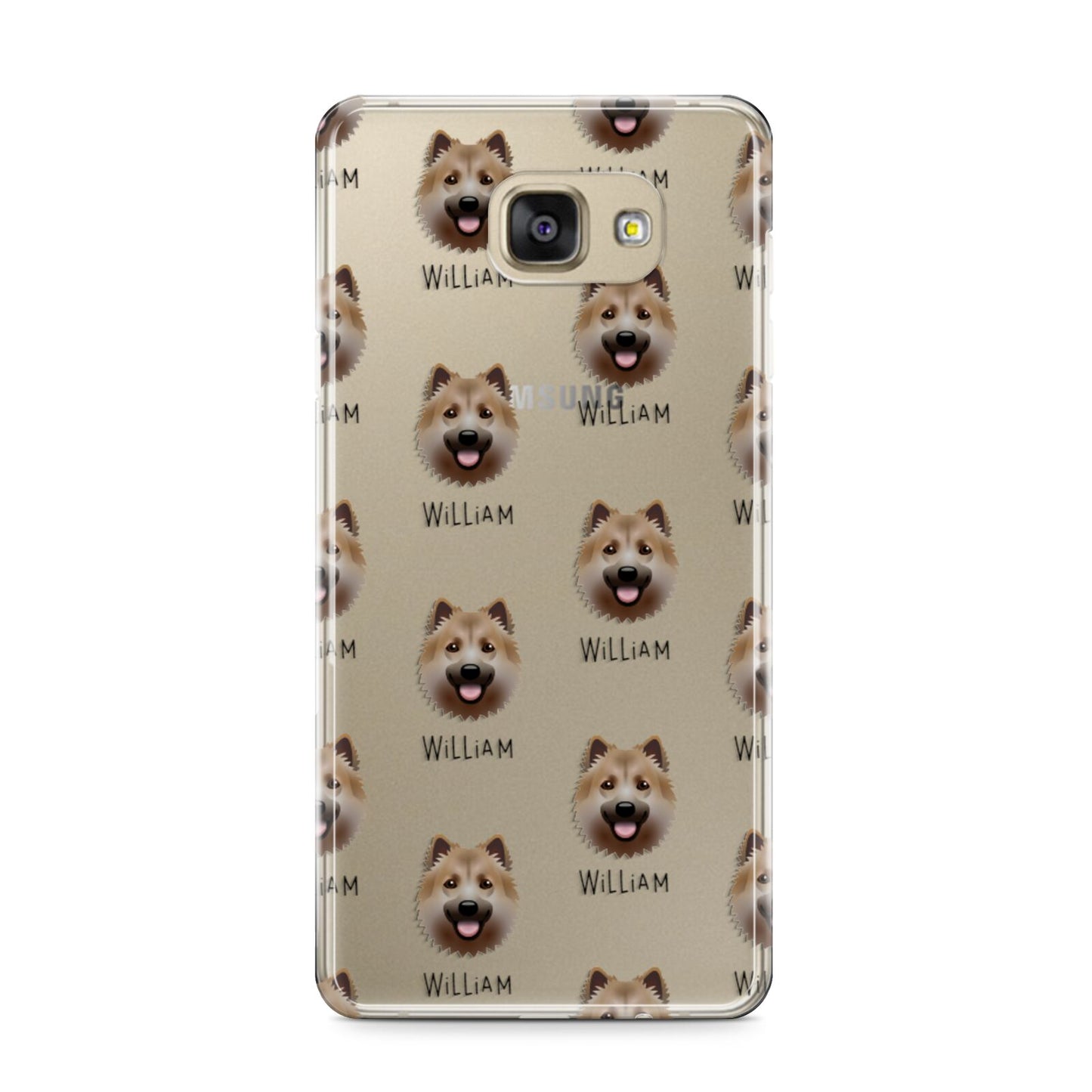 Icelandic Sheepdog Icon with Name Samsung Galaxy A9 2016 Case on gold phone