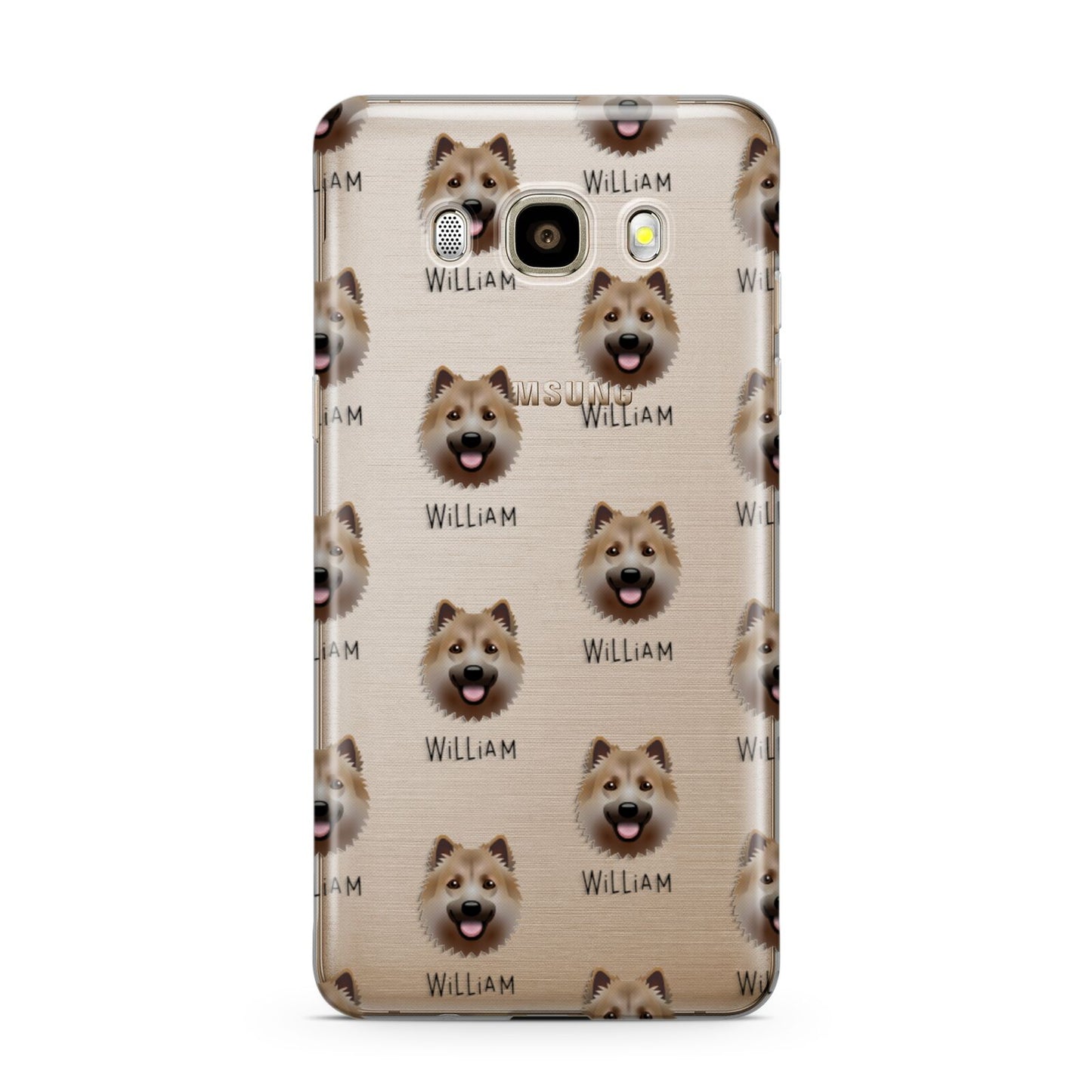 Icelandic Sheepdog Icon with Name Samsung Galaxy J7 2016 Case on gold phone
