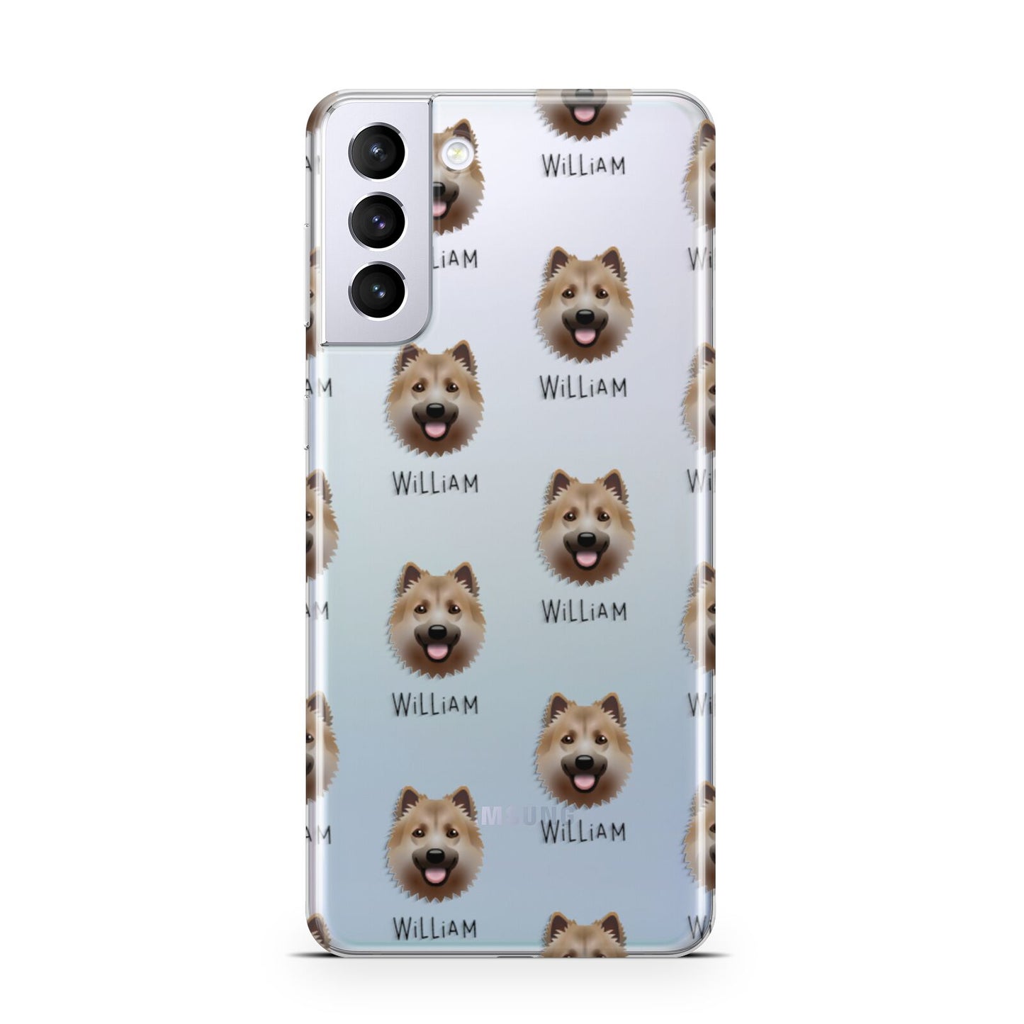 Icelandic Sheepdog Icon with Name Samsung S21 Plus Phone Case