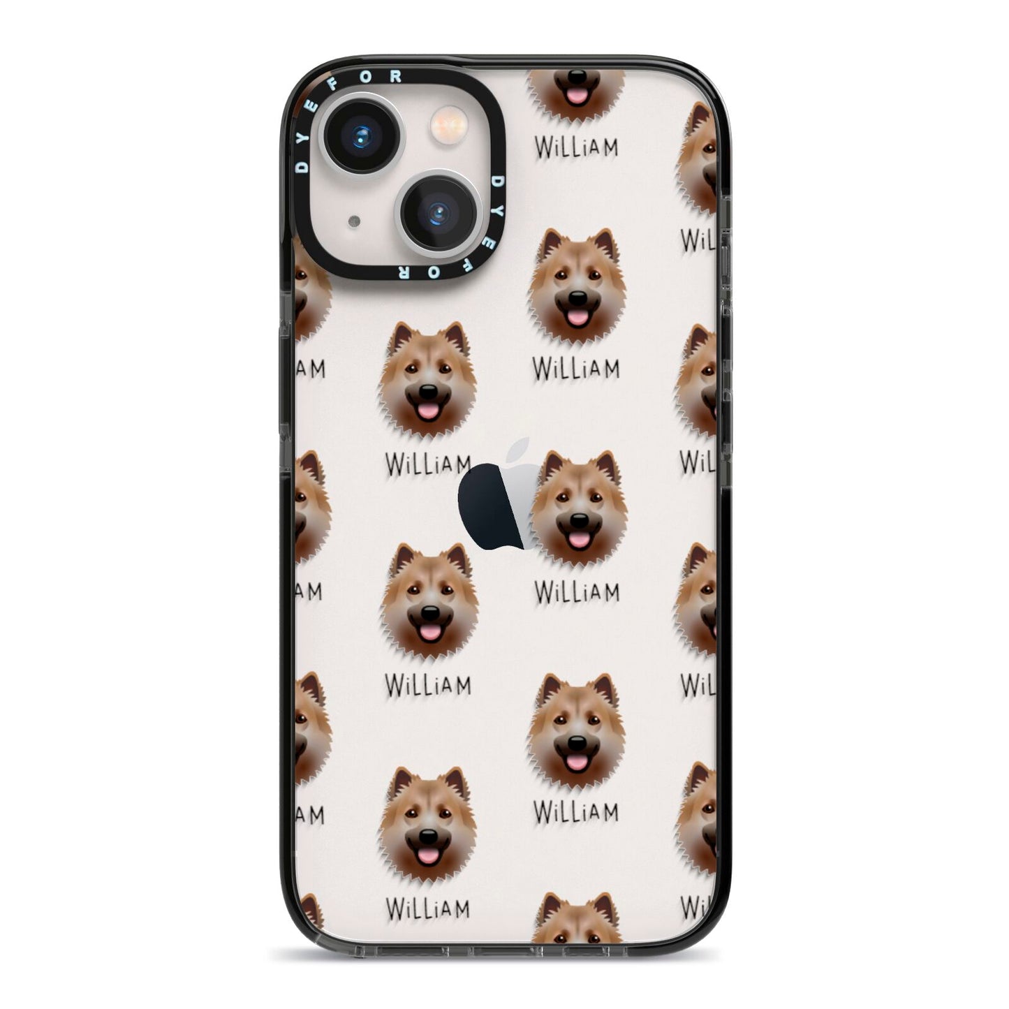 Icelandic Sheepdog Icon with Name iPhone 13 Black Impact Case on Silver phone