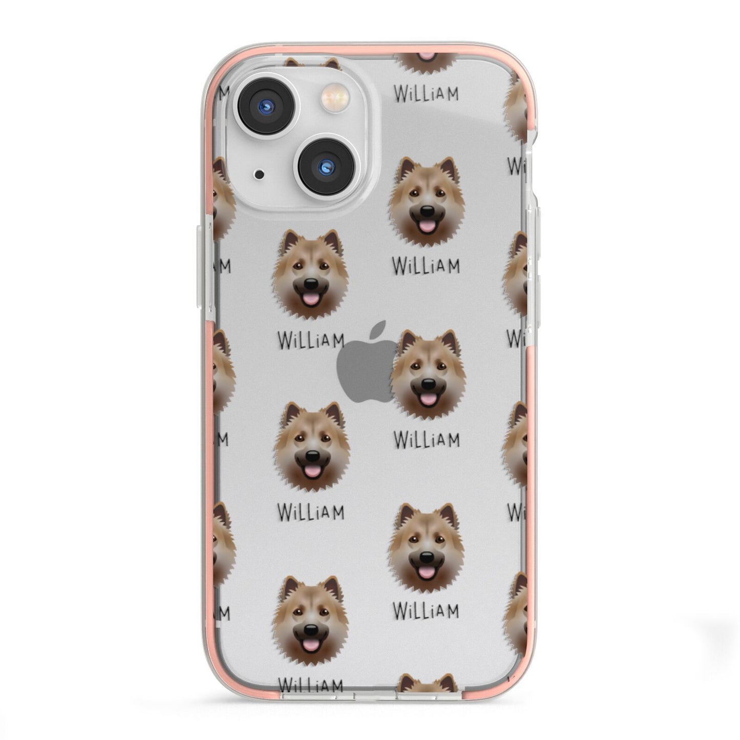 Icelandic Sheepdog Icon with Name iPhone 13 Mini TPU Impact Case with Pink Edges