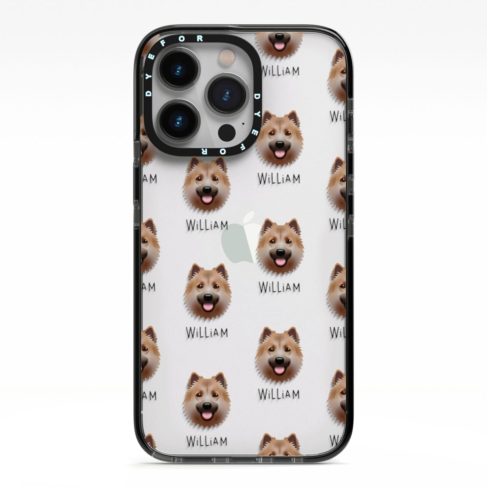 Icelandic Sheepdog Icon with Name iPhone 13 Pro Black Impact Case on Silver phone