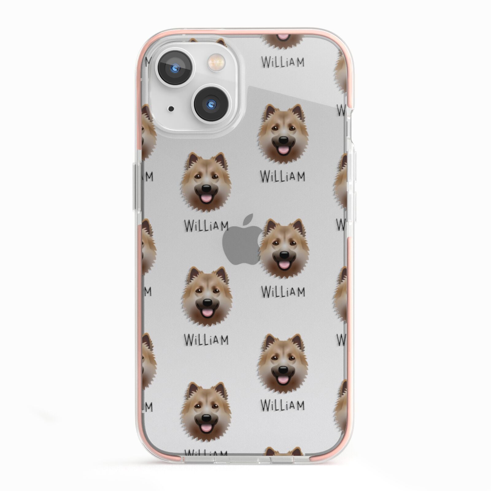 Icelandic Sheepdog Icon with Name iPhone 13 TPU Impact Case with Pink Edges