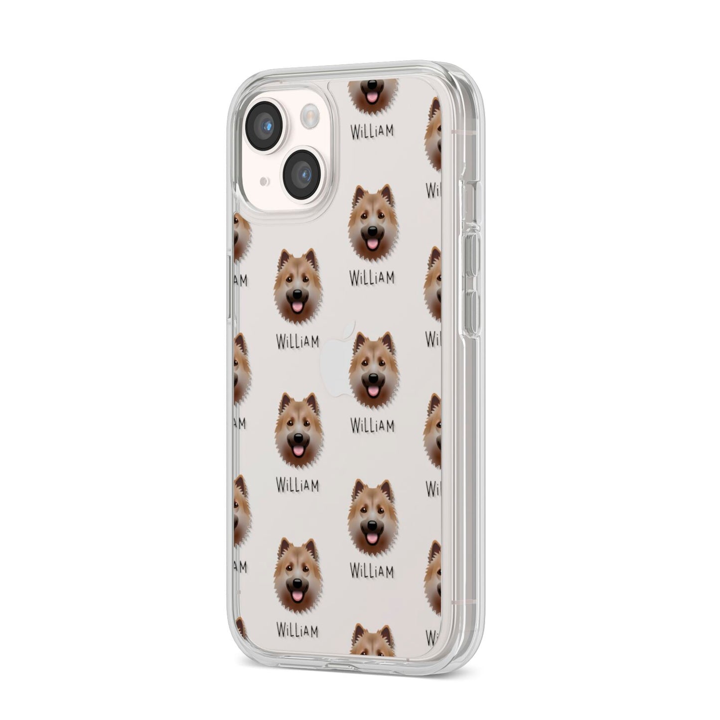 Icelandic Sheepdog Icon with Name iPhone 14 Clear Tough Case Starlight Angled Image