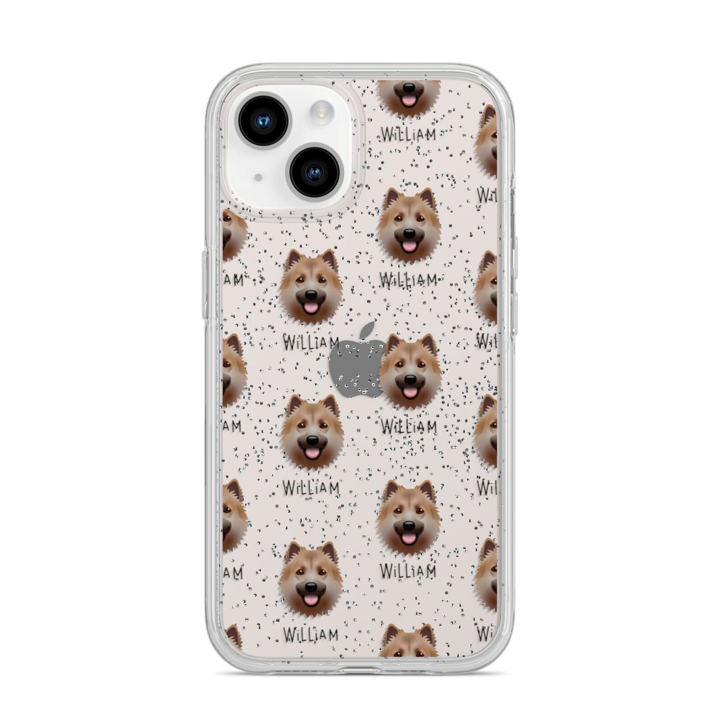 Icelandic Sheepdog Icon with Name iPhone 14 Glitter Tough Case Starlight