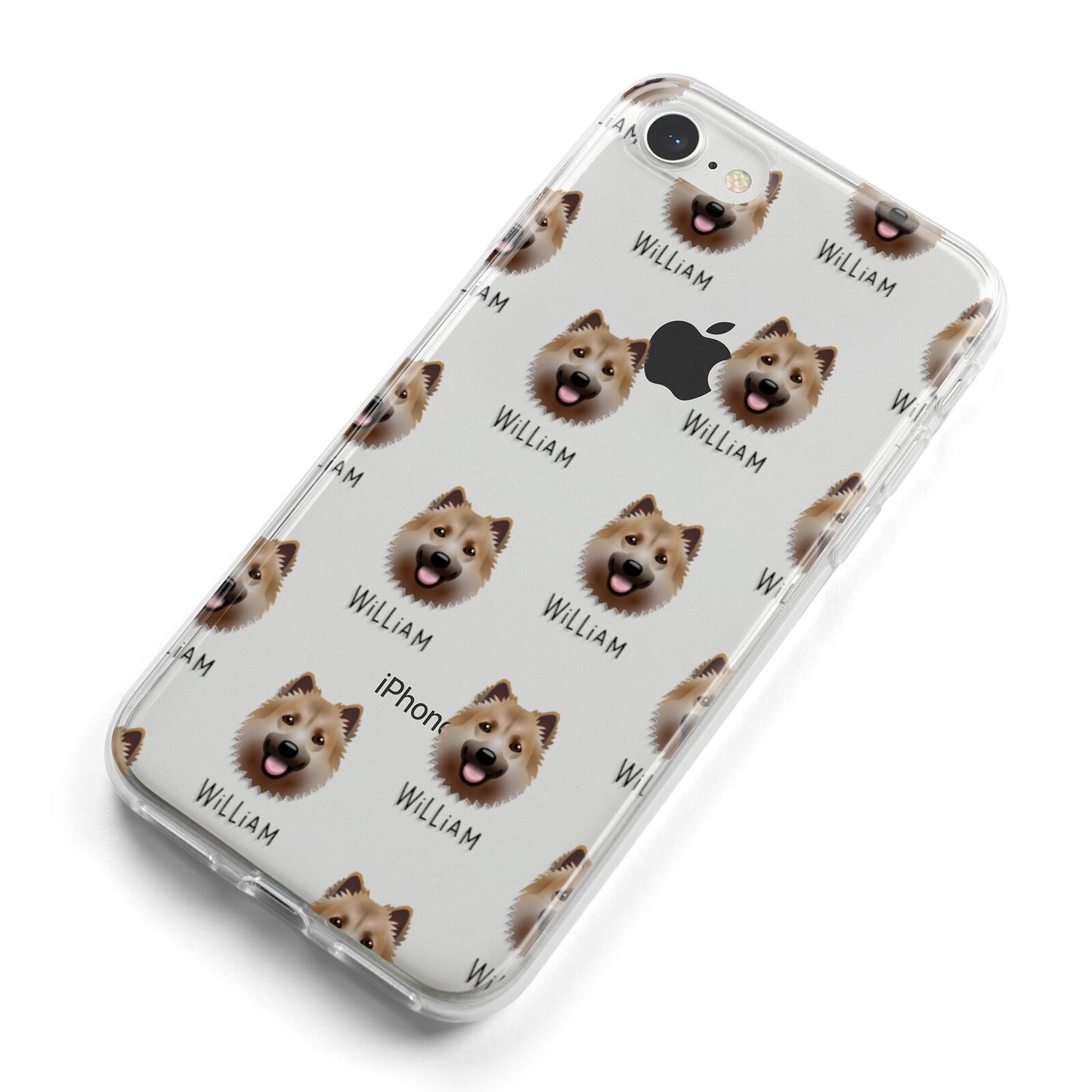 Icelandic Sheepdog Icon with Name iPhone 8 Bumper Case on Silver iPhone Alternative Image