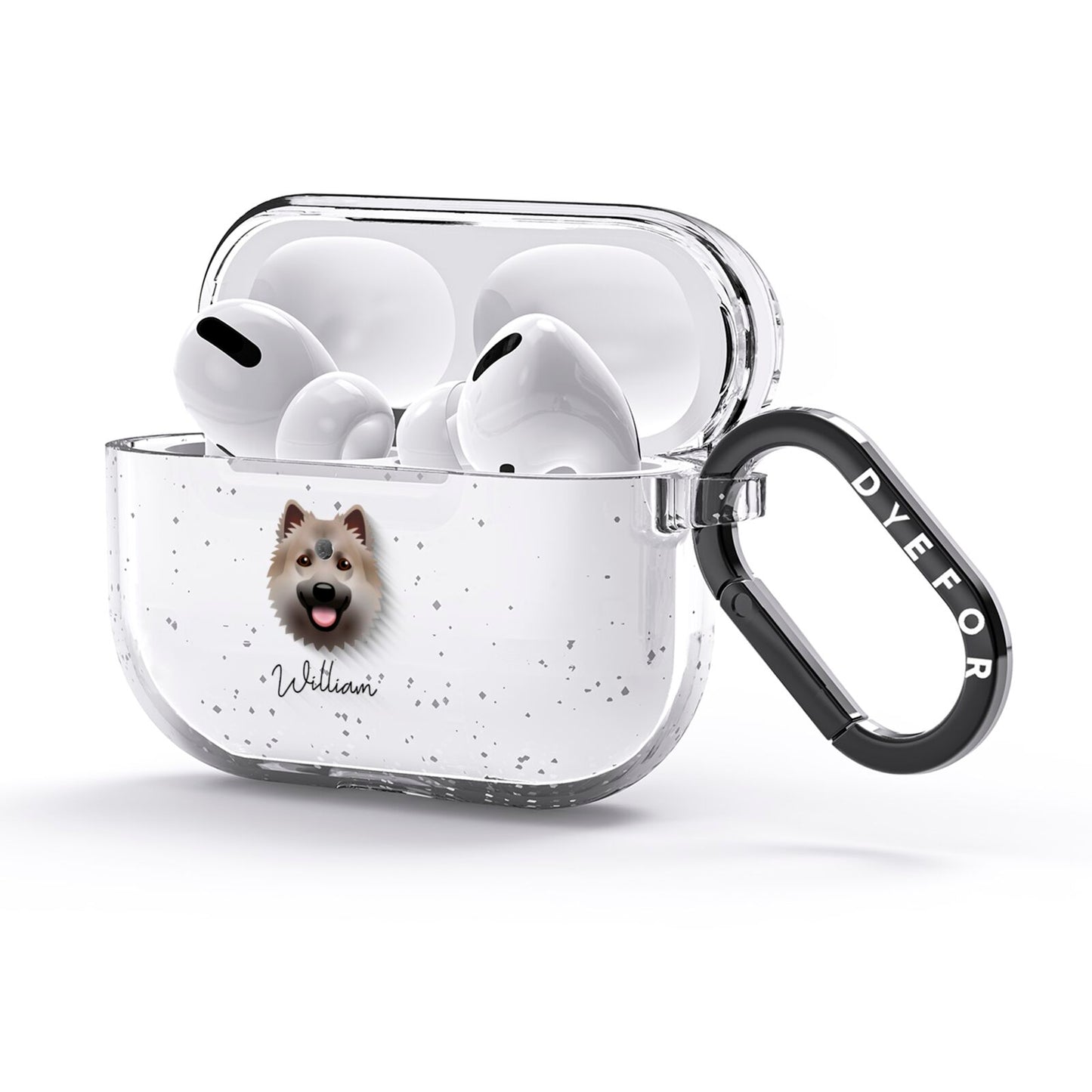Icelandic Sheepdog Personalised AirPods Glitter Case 3rd Gen Side Image
