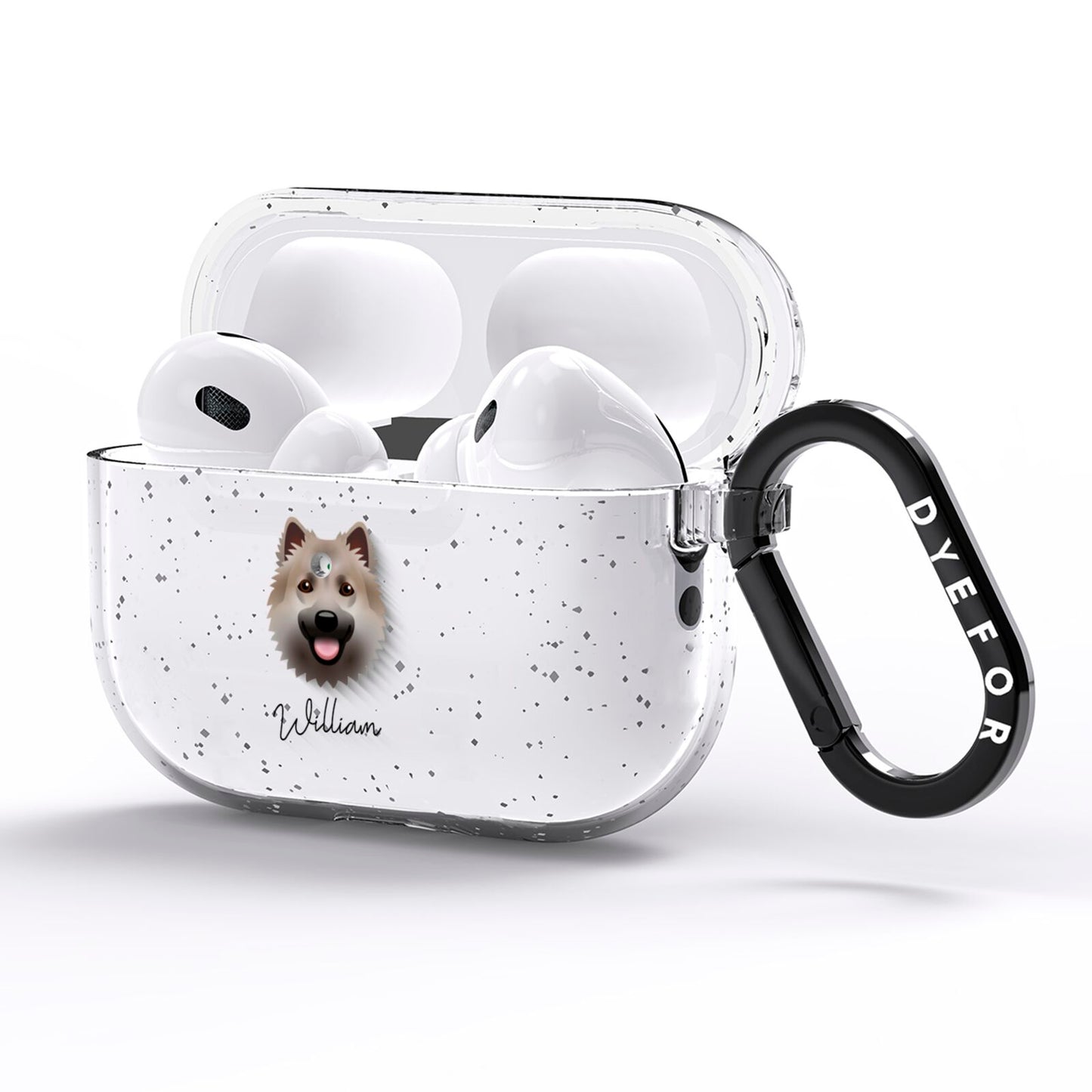 Icelandic Sheepdog Personalised AirPods Pro Glitter Case Side Image