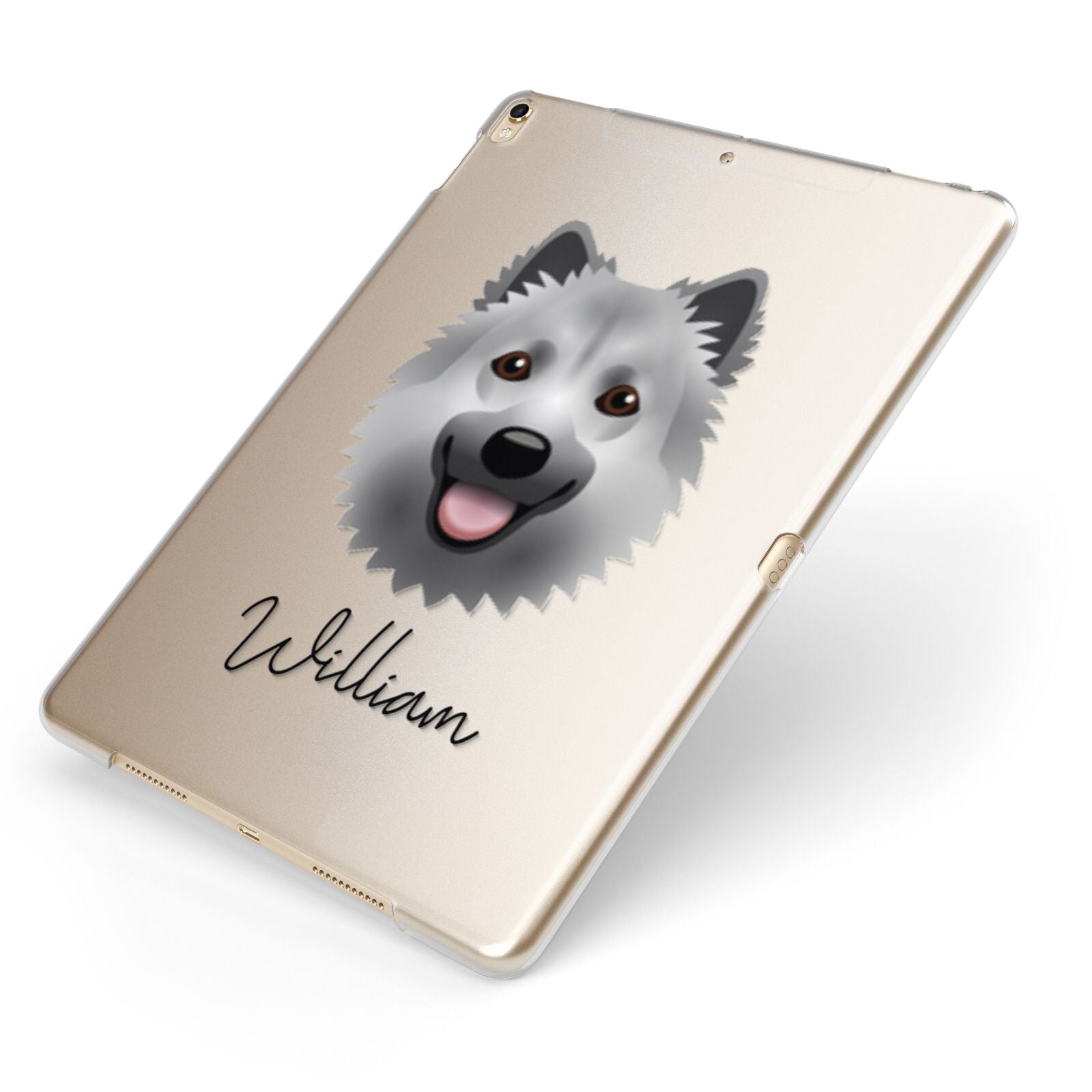 Icelandic Sheepdog Personalised Apple iPad Case on Gold iPad Side View