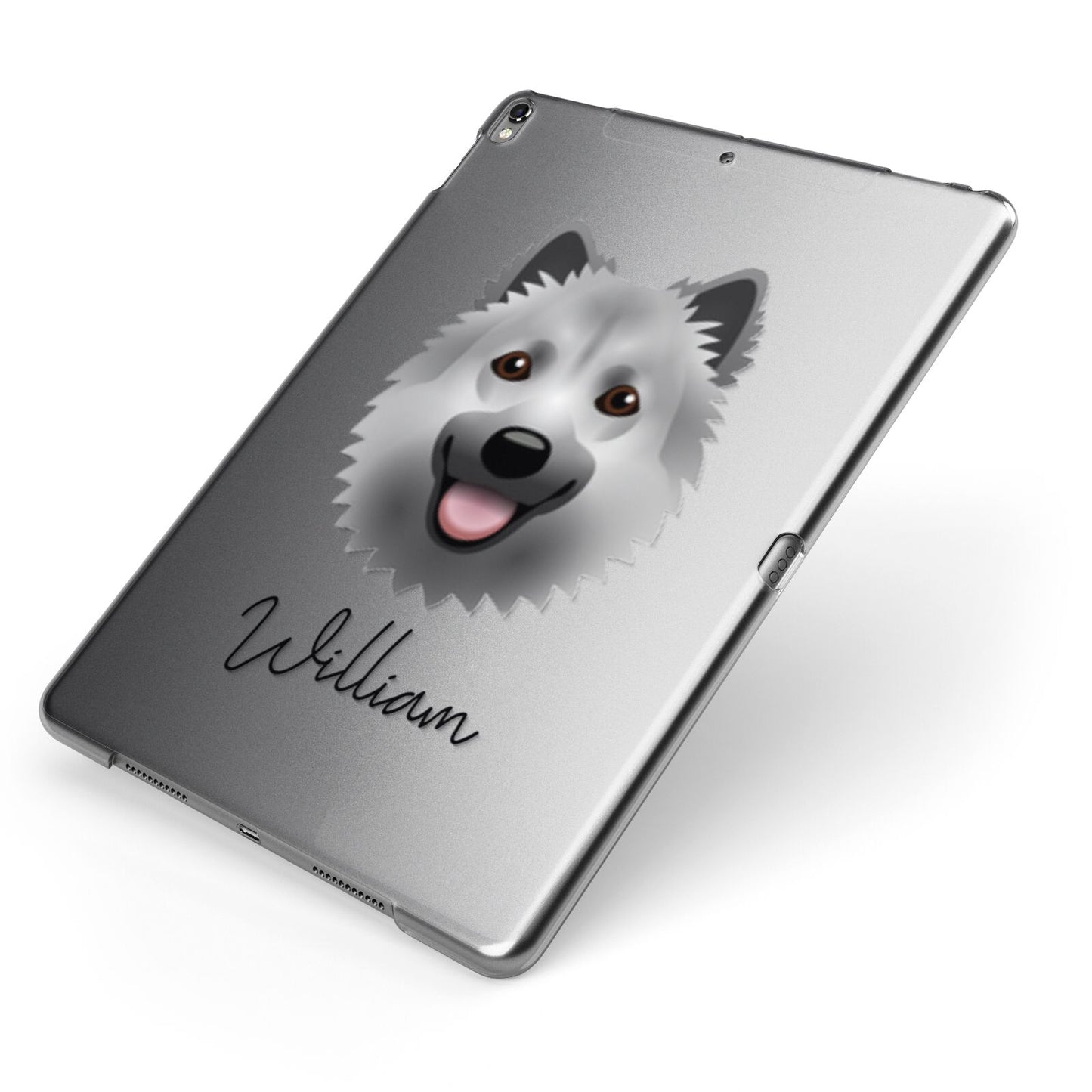Icelandic Sheepdog Personalised Apple iPad Case on Grey iPad Side View