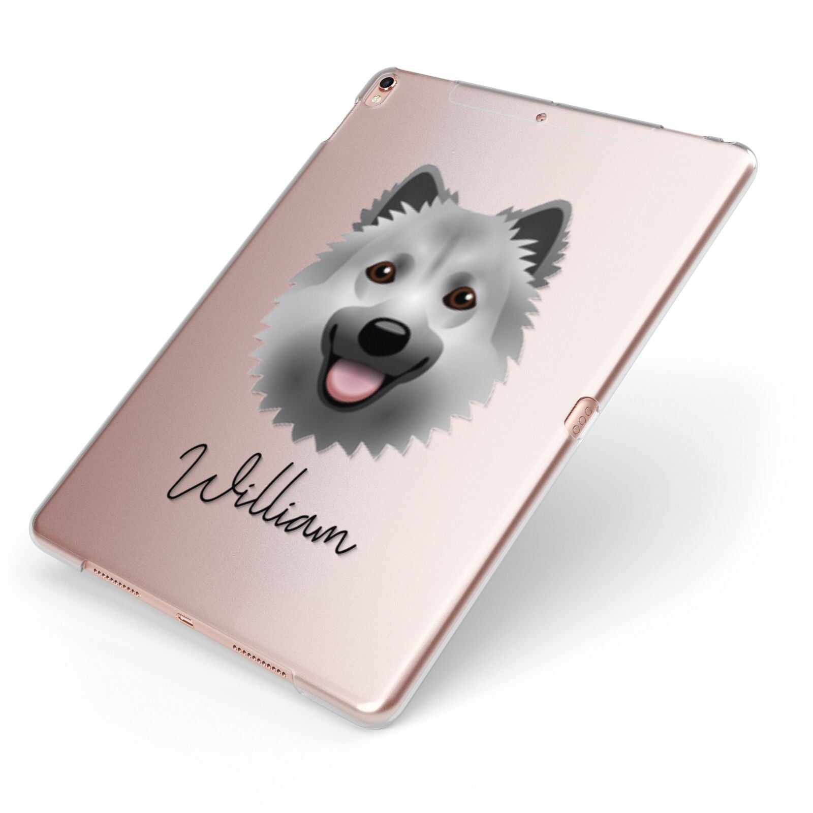 Icelandic Sheepdog Personalised Apple iPad Case on Rose Gold iPad Side View