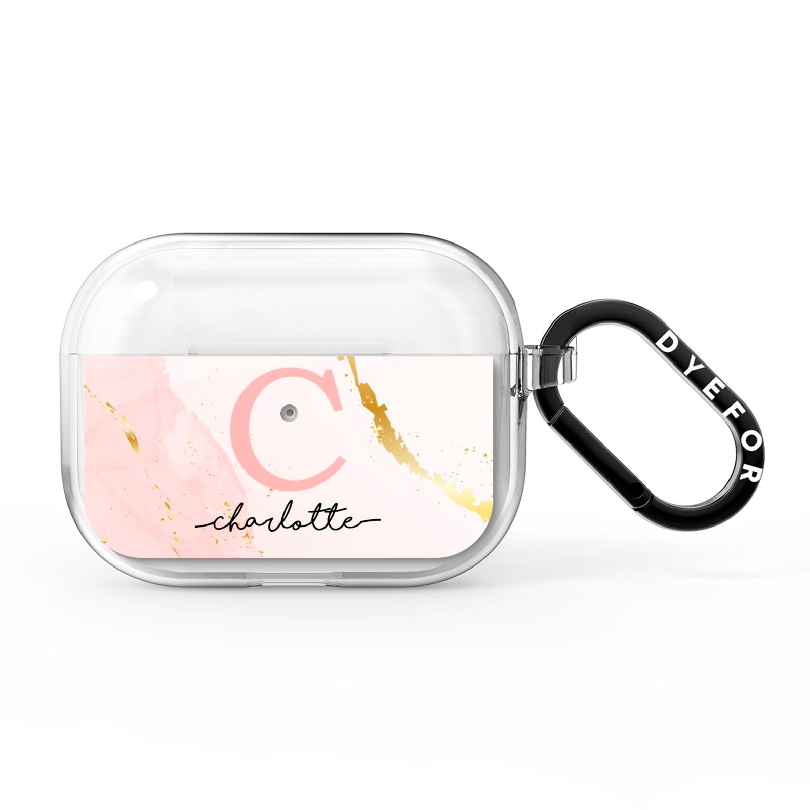 Initial Pink Gold Watercolour Custom Marble AirPods Pro Clear Case
