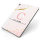 Initial Pink Gold Watercolour Custom Marble Apple iPad Case on Grey iPad Side View