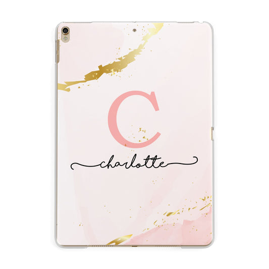 Initial Pink Gold Watercolour Custom Marble Apple iPad Gold Case