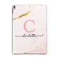 Initial Pink Gold Watercolour Custom Marble Apple iPad Grey Case
