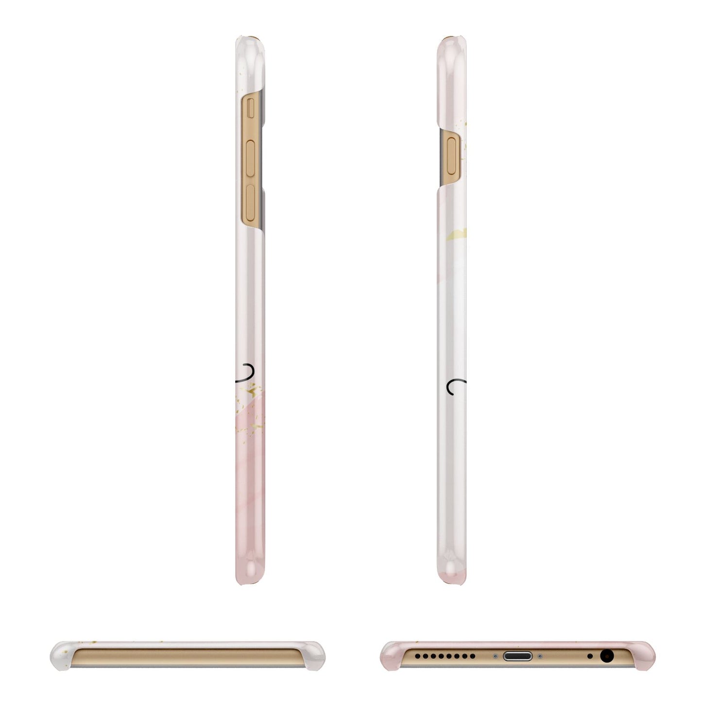 Initial Pink Gold Watercolour Custom Marble Apple iPhone 6 Plus 3D Wrap Snap Case Angled Images