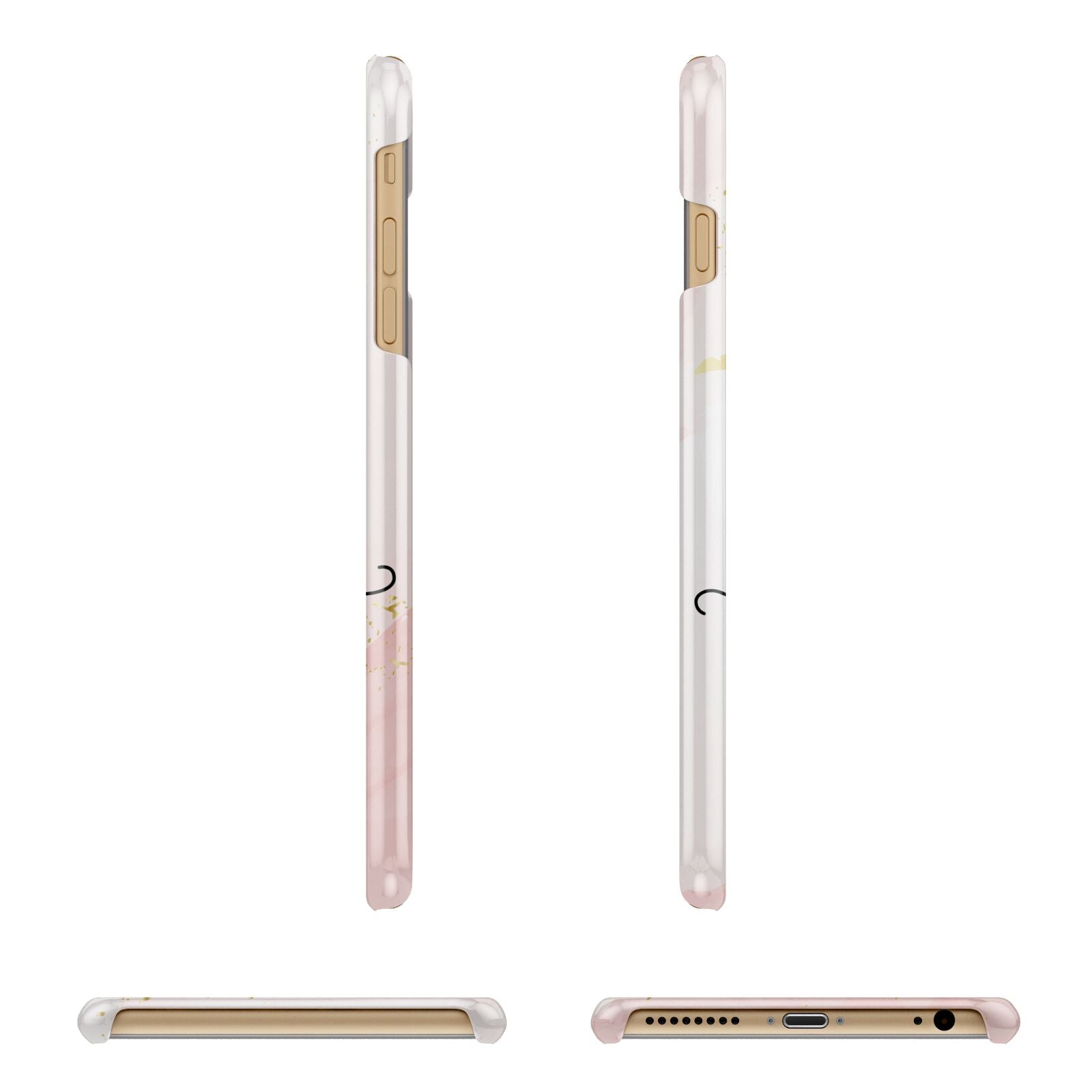 Initial Pink Gold Watercolour Custom Marble Apple iPhone 6 Plus 3D Wrap Snap Case Angled Images