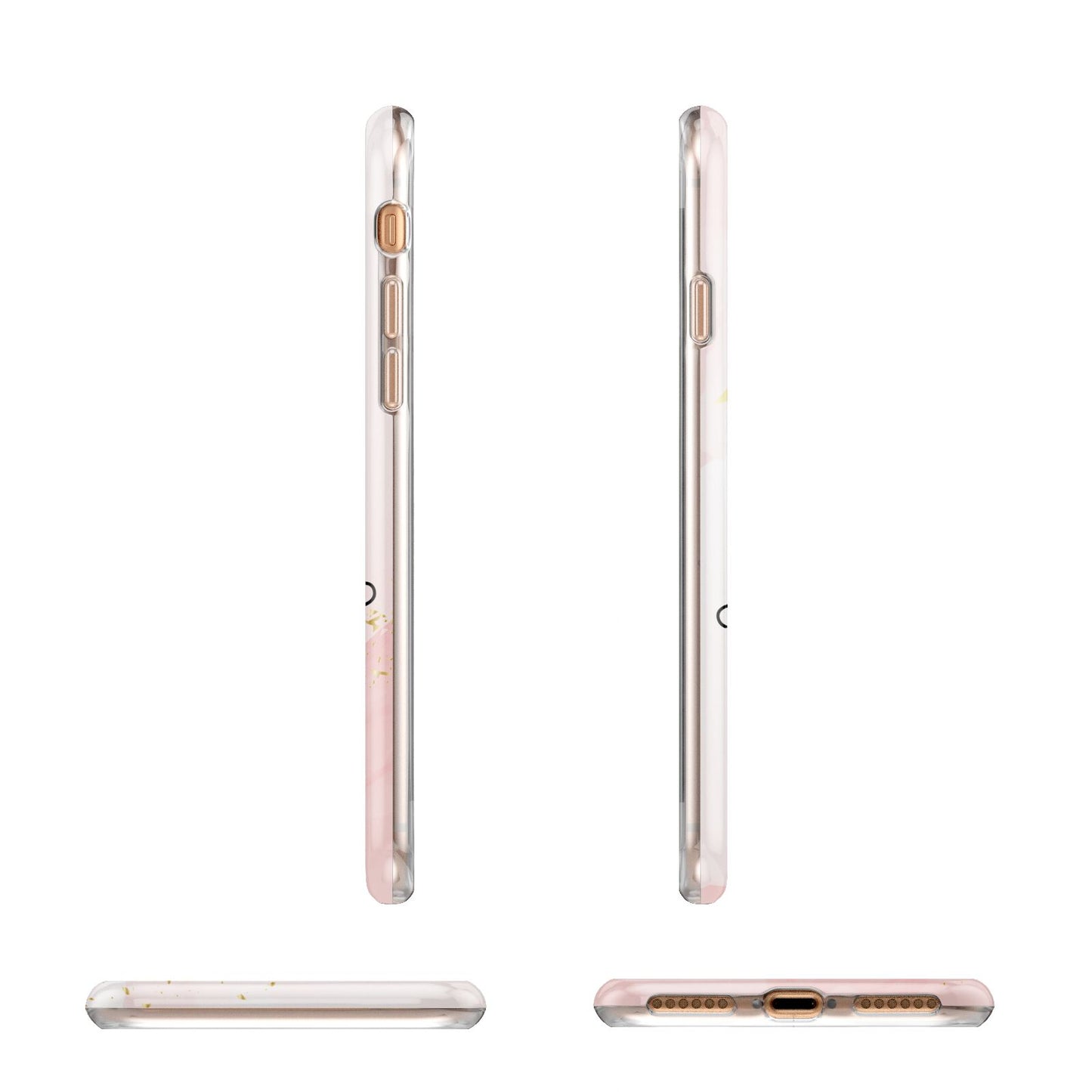 Initial Pink Gold Watercolour Custom Marble Apple iPhone 7 8 3D Wrap Tough Case Alternative Image Angles