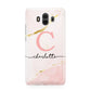 Initial Pink Gold Watercolour Custom Marble Huawei Mate 10 Protective Phone Case