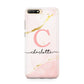 Initial Pink Gold Watercolour Custom Marble Huawei Y6 2018
