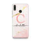 Initial Pink Gold Watercolour Custom Marble Huawei Y9 2019