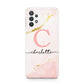 Initial Pink Gold Watercolour Custom Marble Samsung A32 5G Case