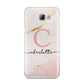 Initial Pink Gold Watercolour Custom Marble Samsung Galaxy A8 2016 Case
