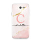 Initial Pink Gold Watercolour Custom Marble Samsung Galaxy J7 2017 Case