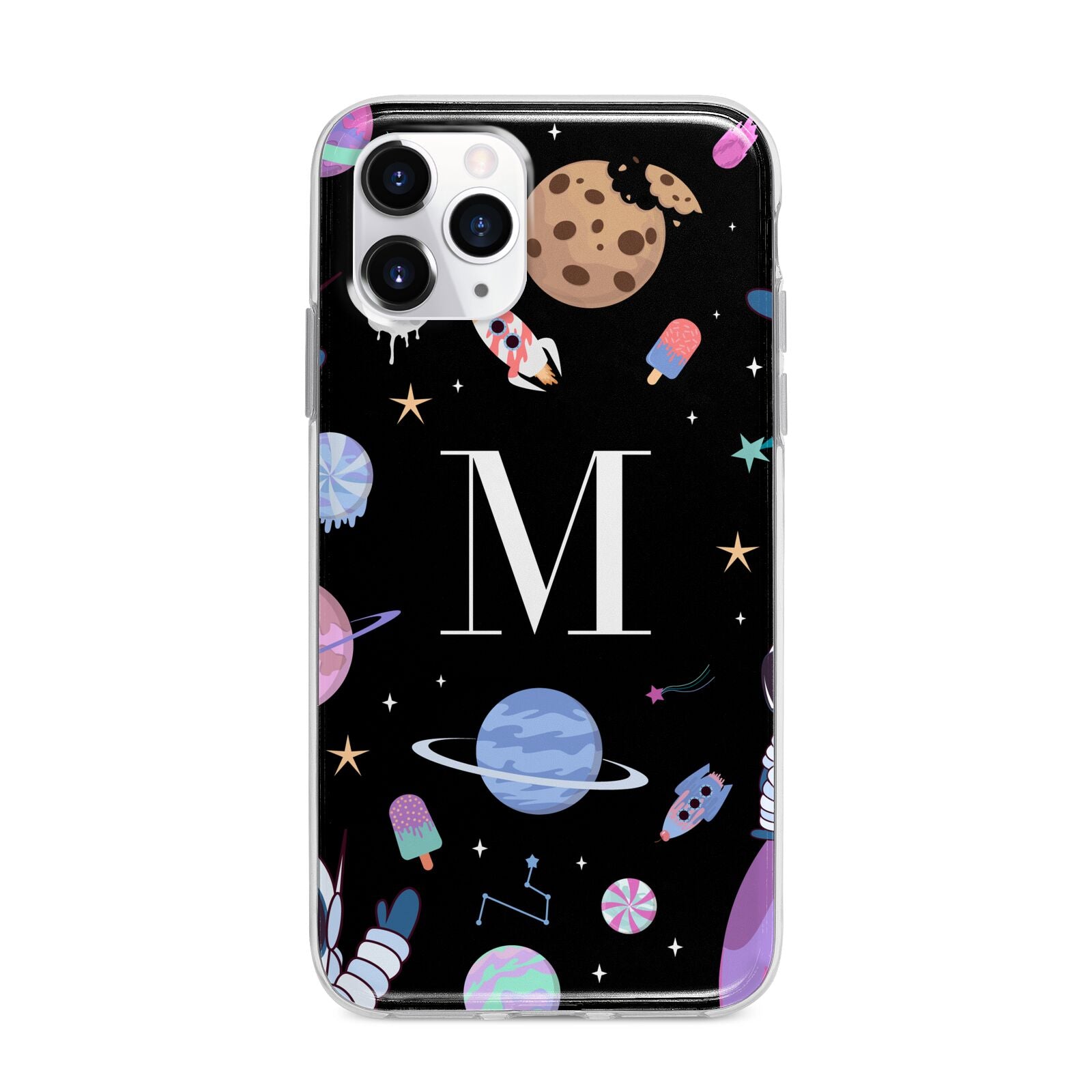 Initialled Candy Space Scene Apple iPhone 11 Pro Max in Silver with Bumper Case