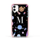 Initialled Candy Space Scene Apple iPhone 11 in White with Pink Impact Case