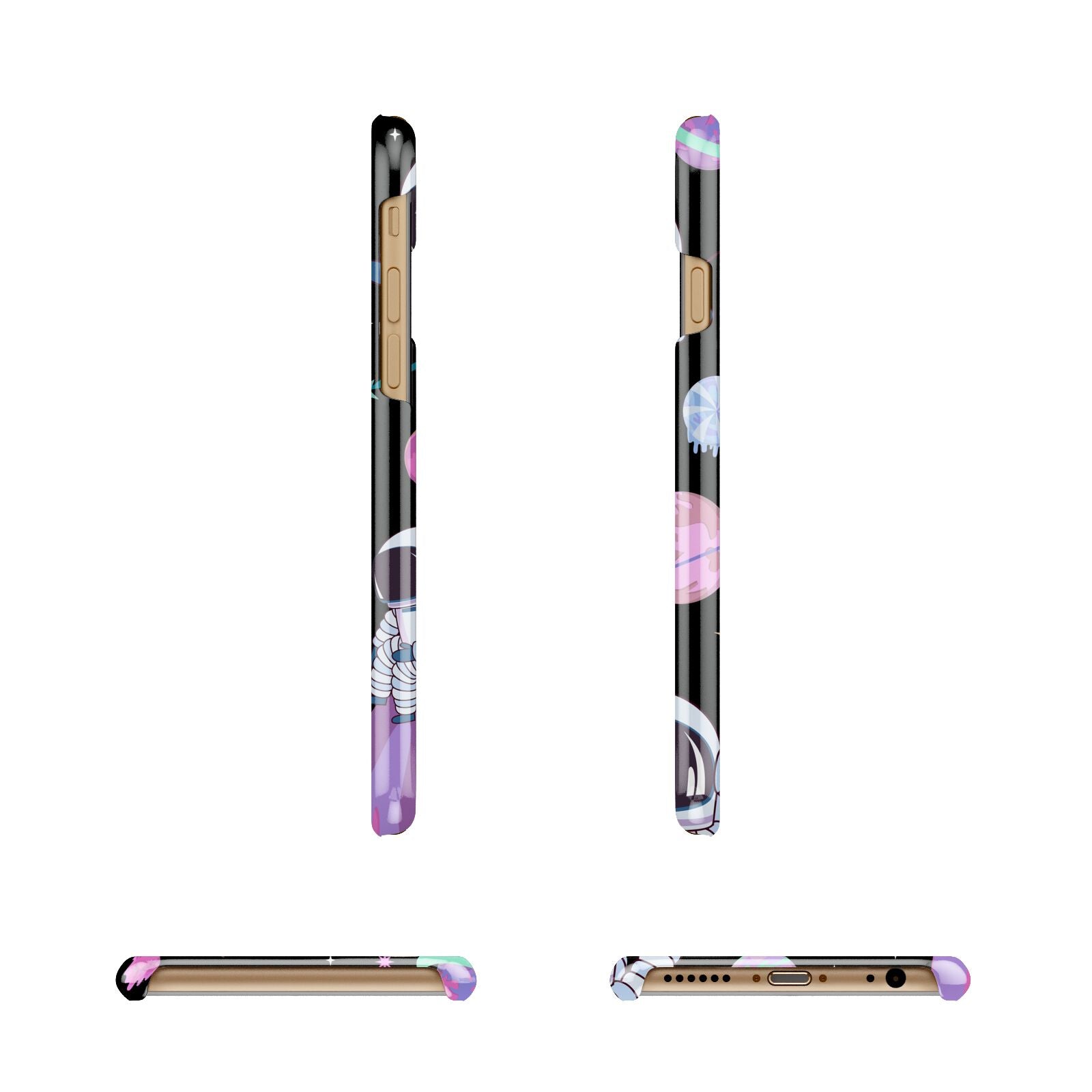 Initialled Candy Space Scene Apple iPhone 6 3D Wrap Snap Case Angled Images
