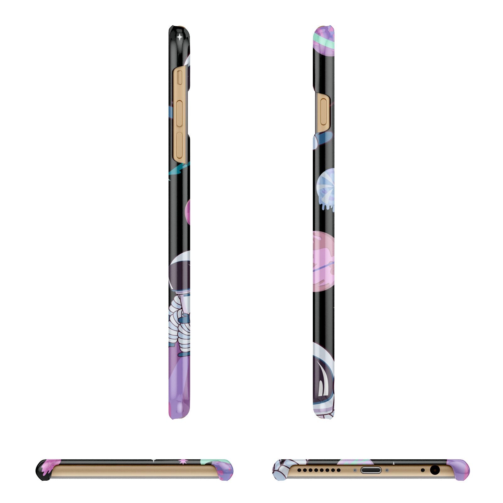 Initialled Candy Space Scene Apple iPhone 6 Plus 3D Wrap Snap Case Angled Images