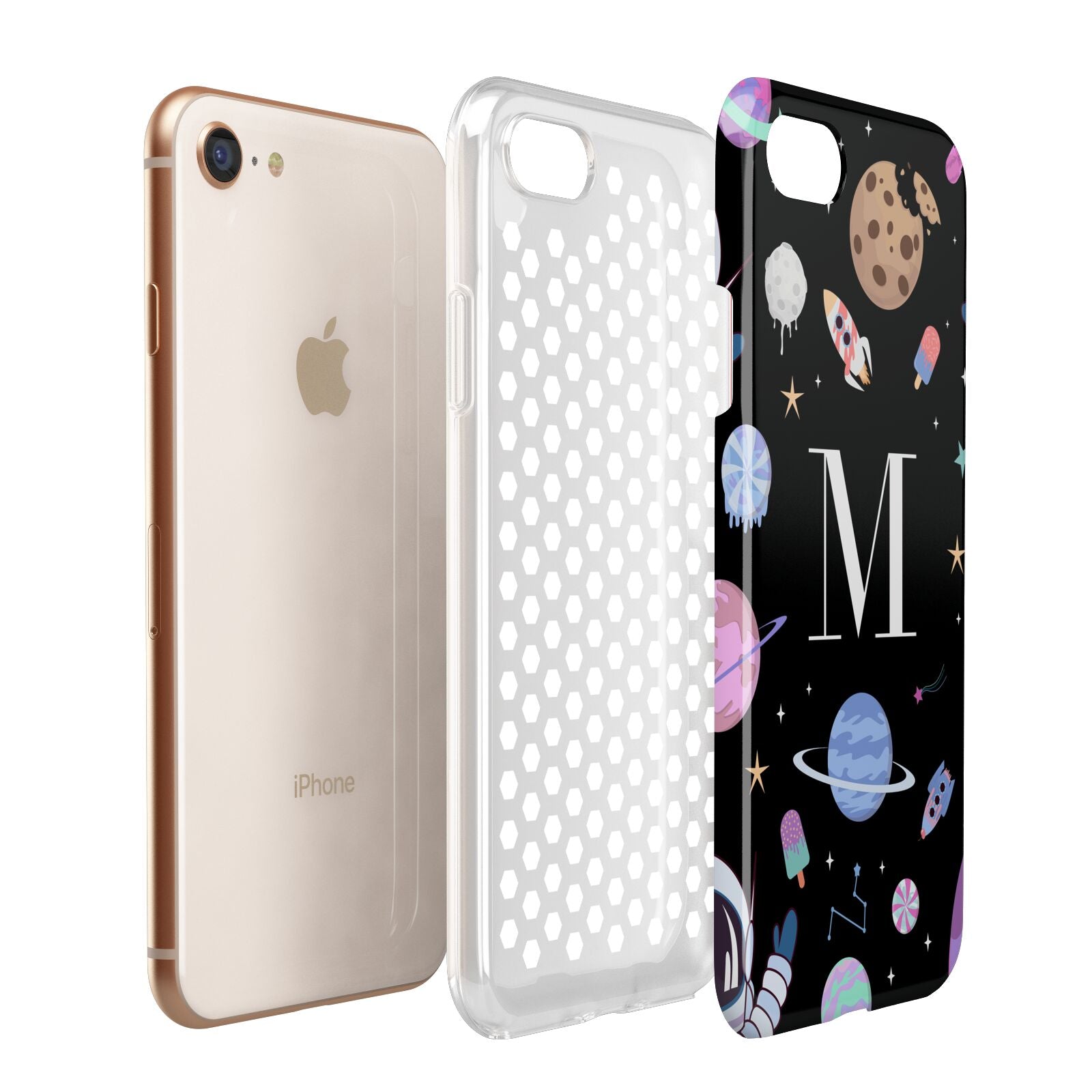 Initialled Candy Space Scene Apple iPhone 7 8 3D Tough Case Expanded View