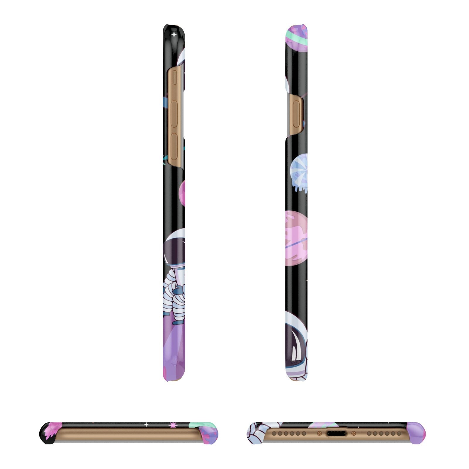 Initialled Candy Space Scene Apple iPhone 7 8 3D Wrap Snap Case Angled Images