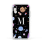 Initialled Candy Space Scene Apple iPhone XR Impact Case White Edge on Silver Phone