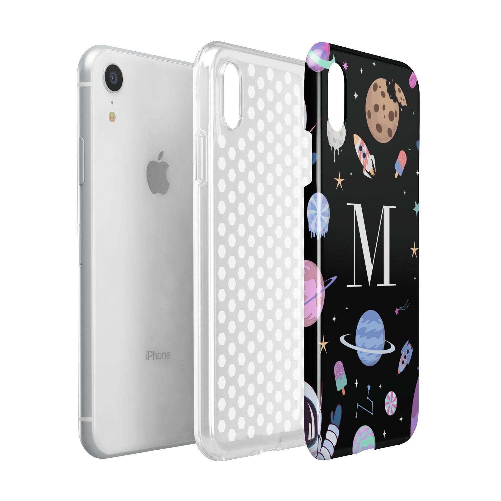 Initialled Candy Space Scene Apple iPhone XR White 3D Tough Case Expanded view