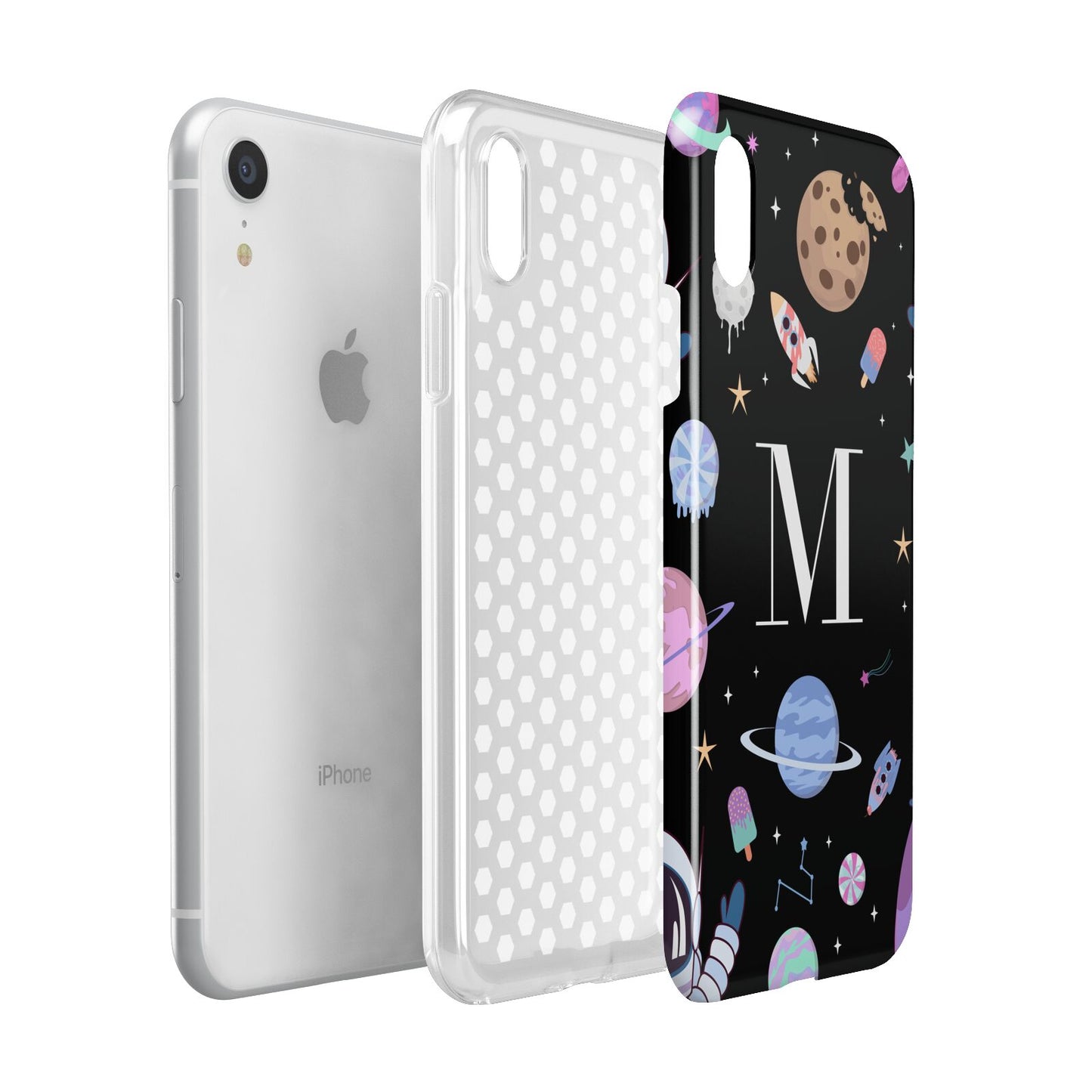 Initialled Candy Space Scene Apple iPhone XR White 3D Tough Case Expanded view