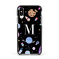 Initialled Candy Space Scene Apple iPhone Xs Impact Case Black Edge on Silver Phone