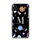 Initialled Candy Space Scene Apple iPhone Xs Impact Case Black Edge on Silver Phone