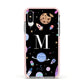 Initialled Candy Space Scene Apple iPhone Xs Impact Case Pink Edge on Silver Phone