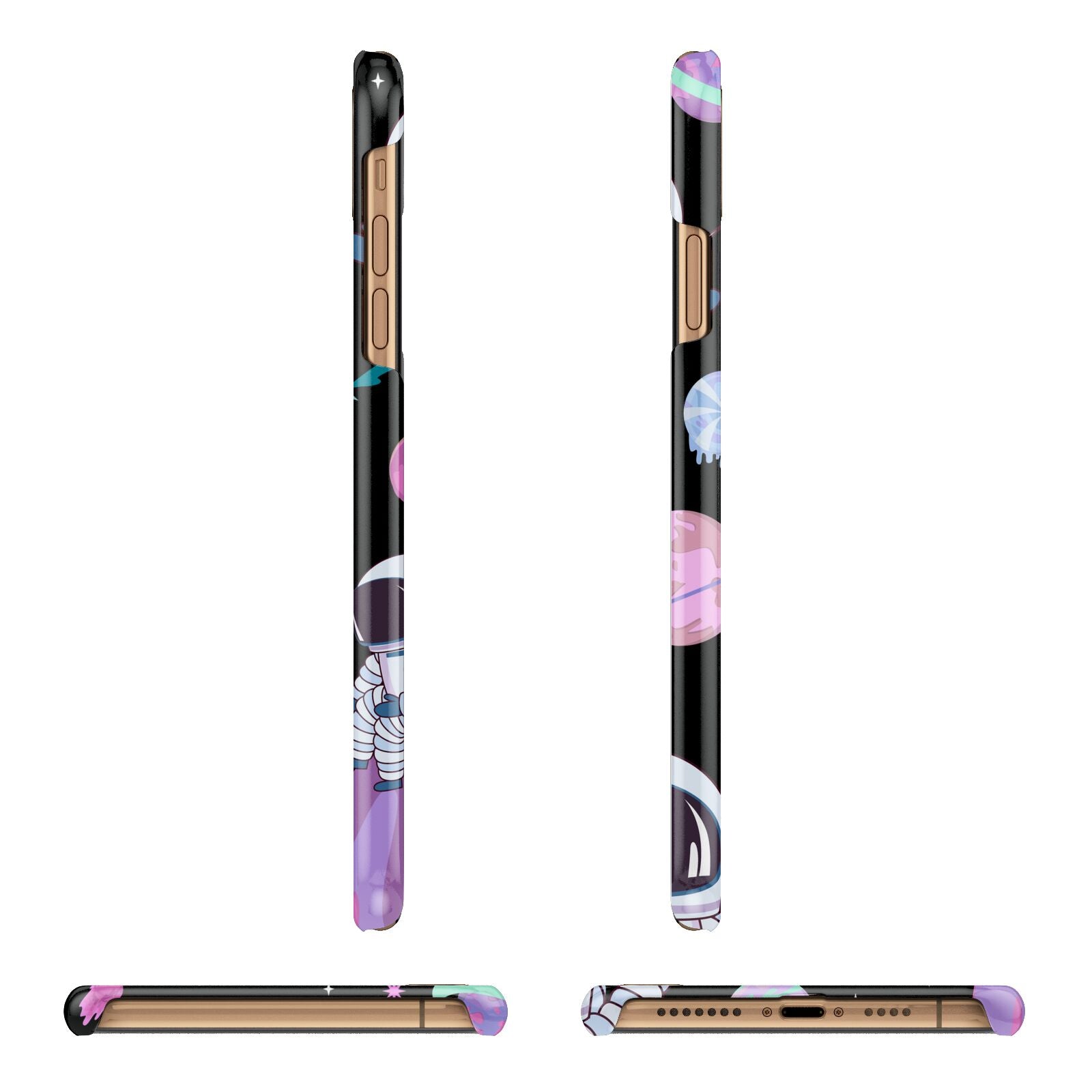 Initialled Candy Space Scene Apple iPhone Xs Max 3D Wrap Snap Case Angled Images