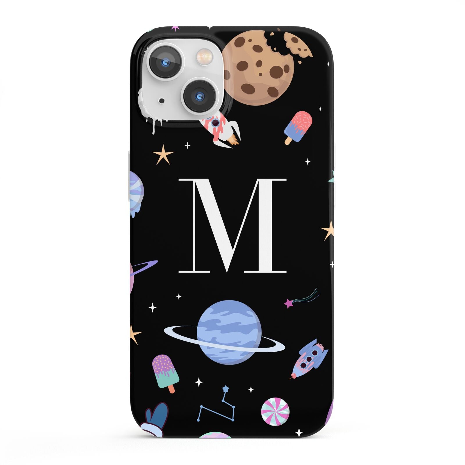 Initialled Candy Space Scene iPhone 13 Full Wrap 3D Snap Case