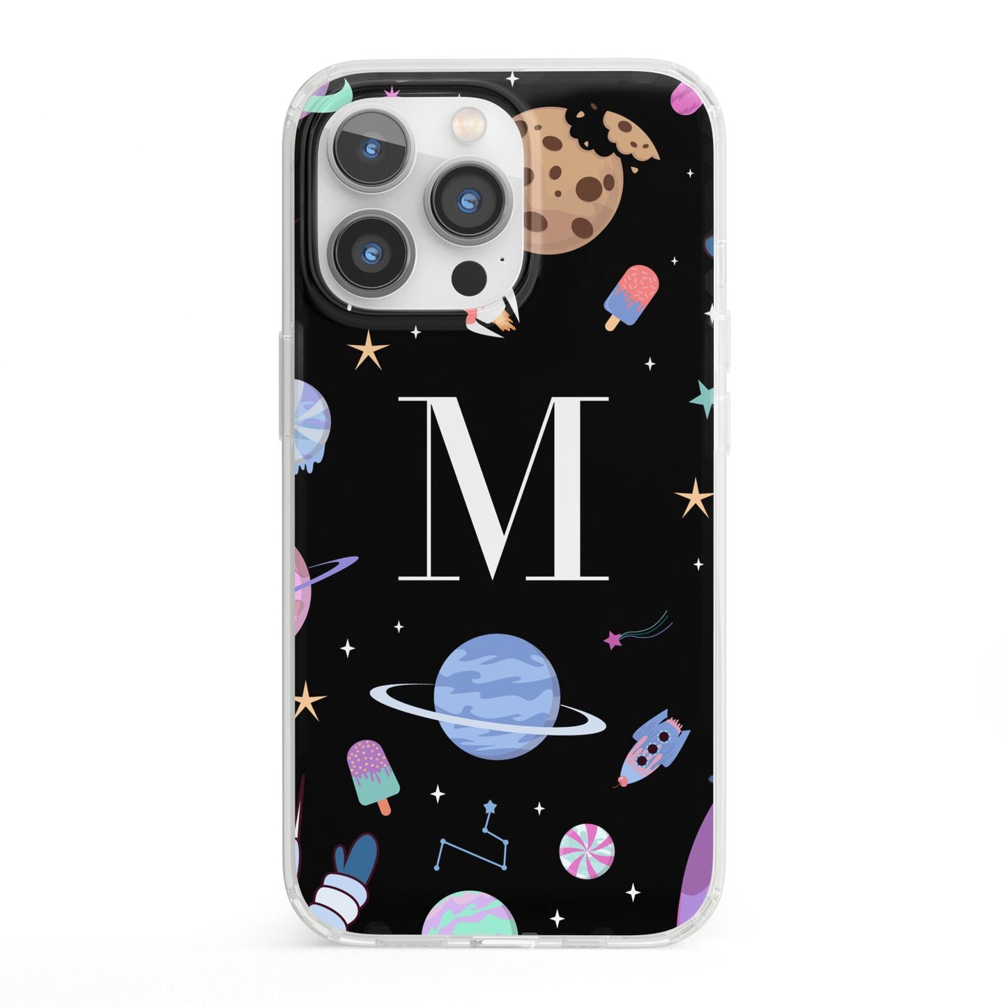 Initialled Candy Space Scene iPhone 13 Pro Clear Bumper Case