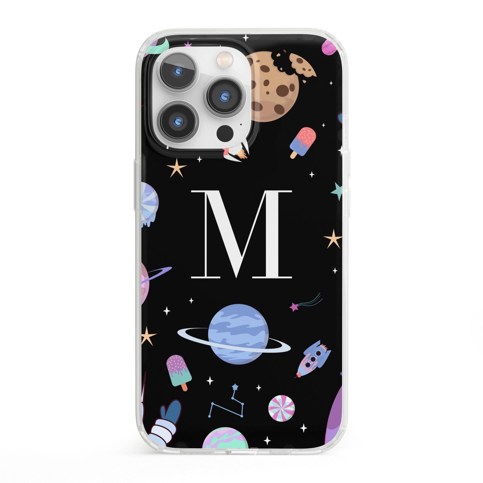 Initialled Candy Space Scene iPhone 13 Pro Clear Bumper Case